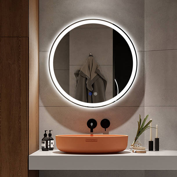 BBE Modern & Contemporary Lighted Fog Free Round Bathroom / Vanity